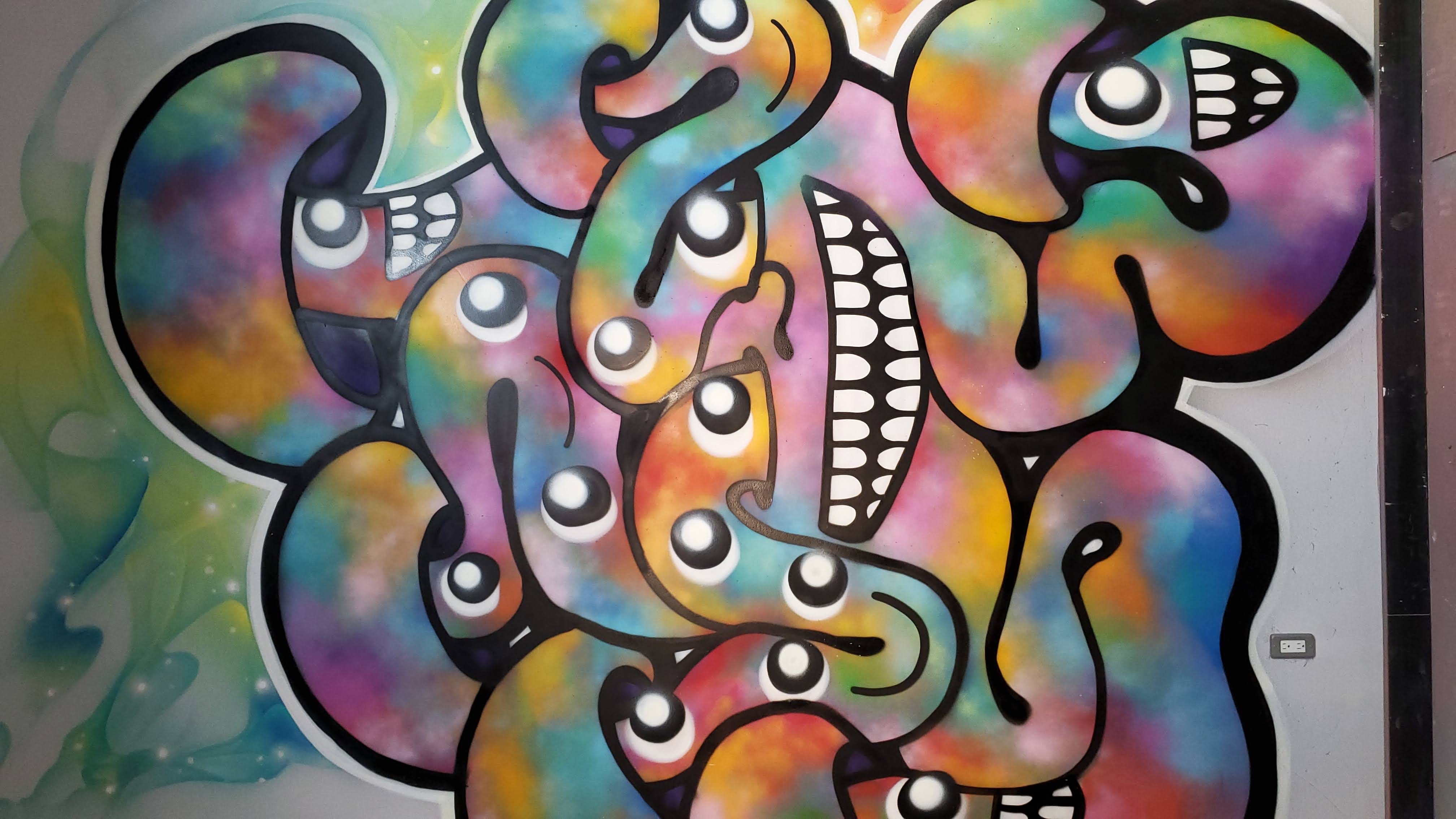 Colorful graffiti art at Shyne Coffee facility