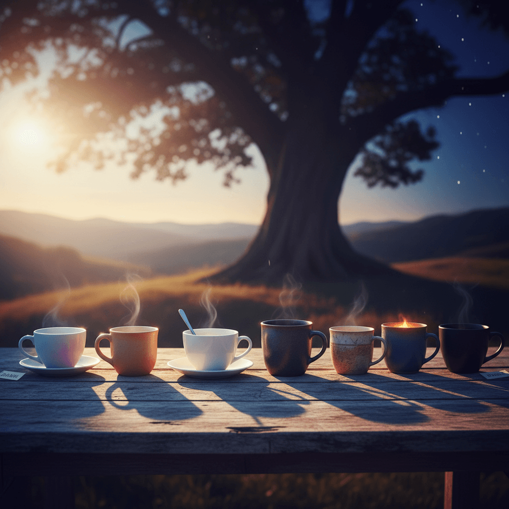 Best Time to Drink Mushroom Coffee - Timeline concept with cups