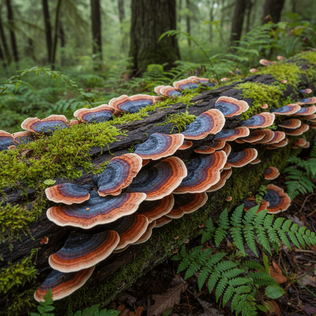 Turkey Tail Mushroom - Colorful concentric circles for gut health