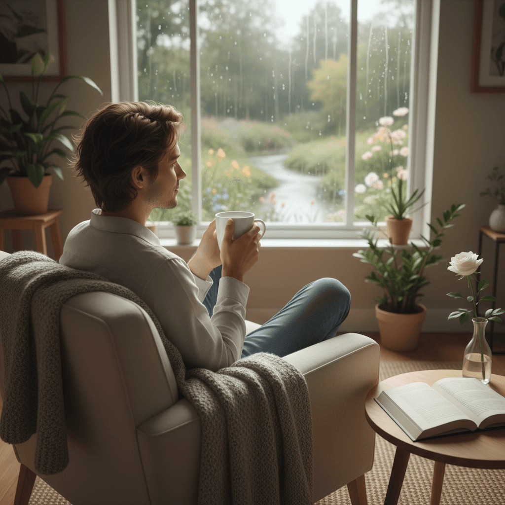 Mushroom Coffee for Anxiety and Stress Relief - Peaceful window scene