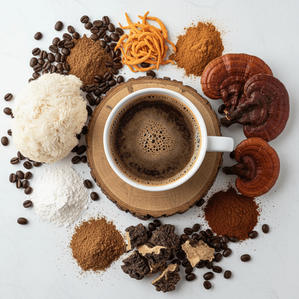 What Is Mushroom Coffee - Coffee cup with medicinal mushrooms