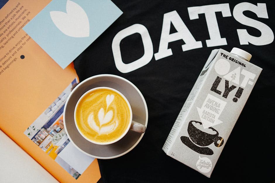 Coffee with milk alternatives on a counter