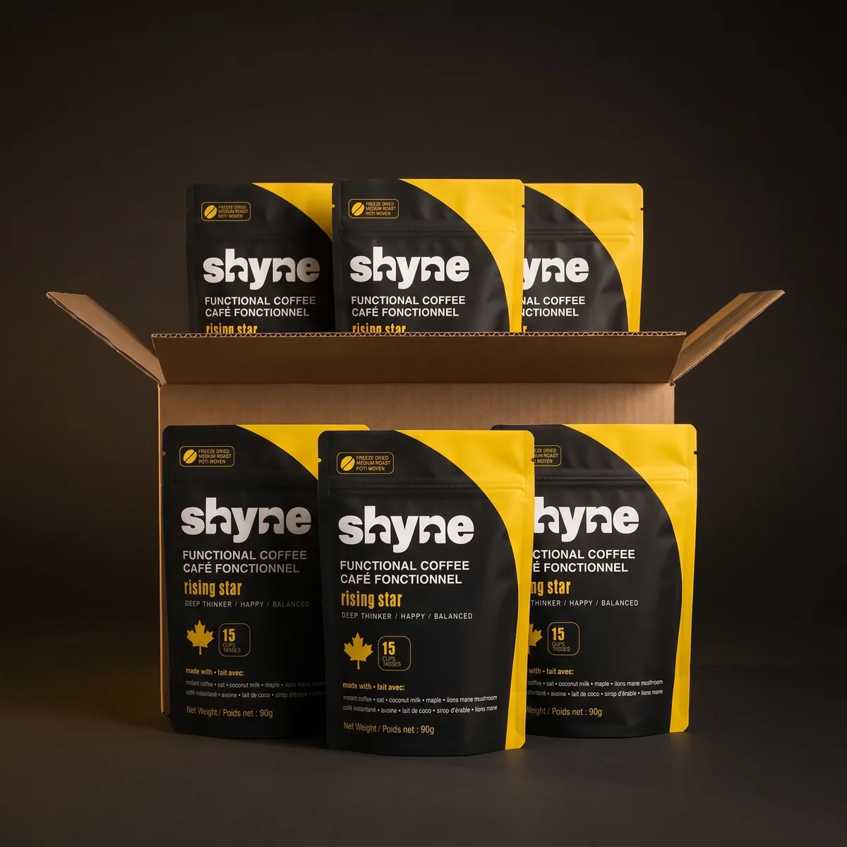 Shyne mushroom coffee wholesale case