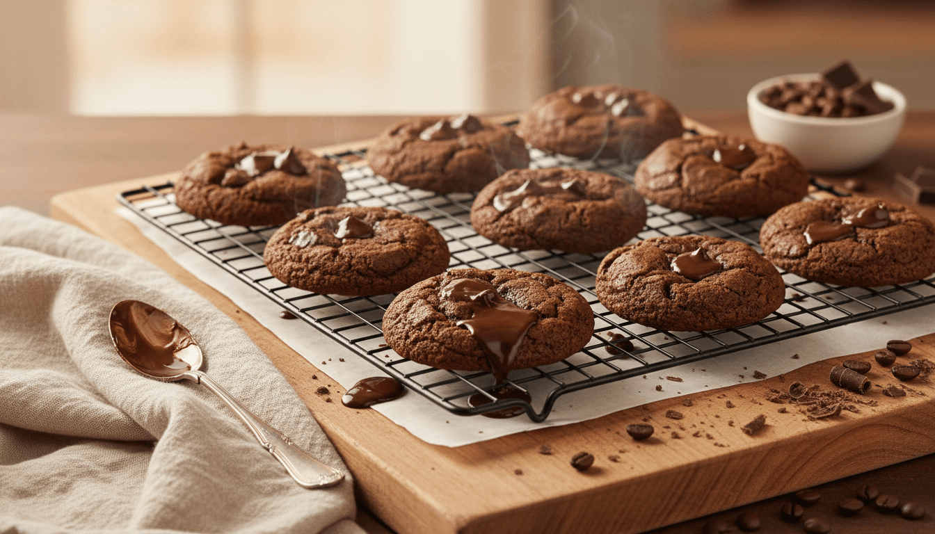 Stack of coffee chocolate chip cookies