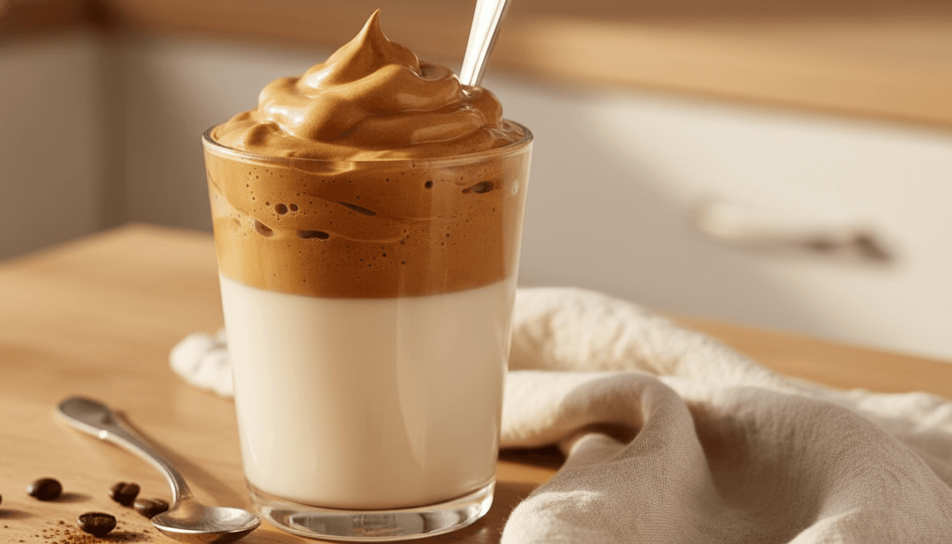 Fluffy dalgona whipped coffee