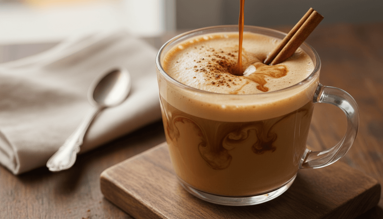 Dirty chai latte with cinnamon