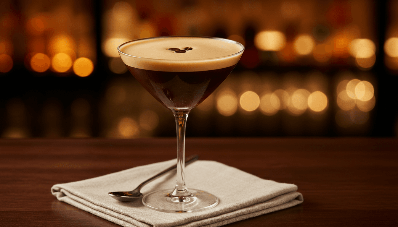 Espresso martini with coffee bean garnish