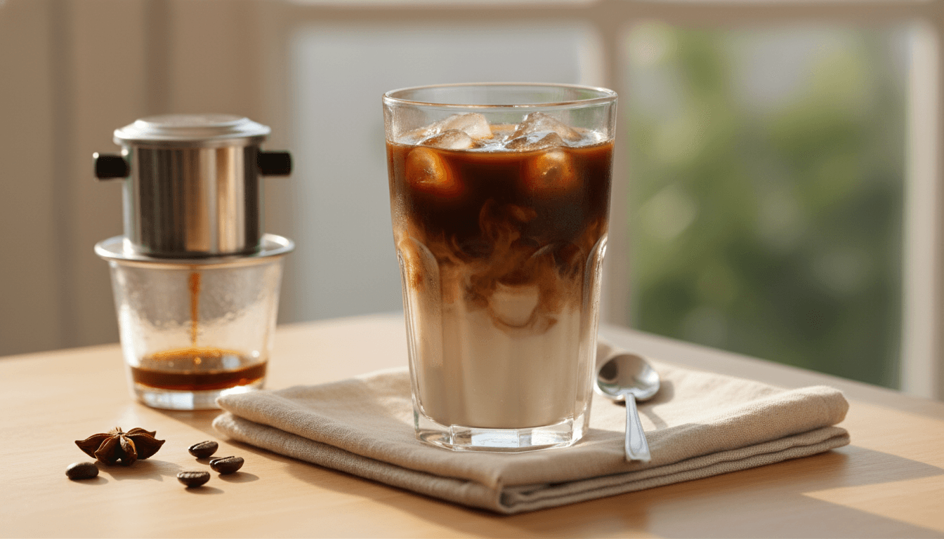 Layered Vietnamese iced coffee