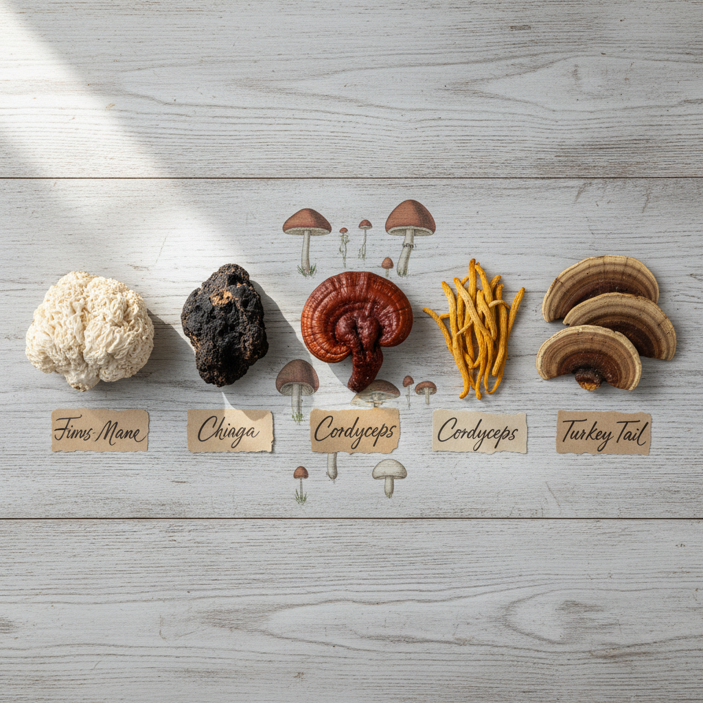 Comparing mushroom coffee ingredients on product labels