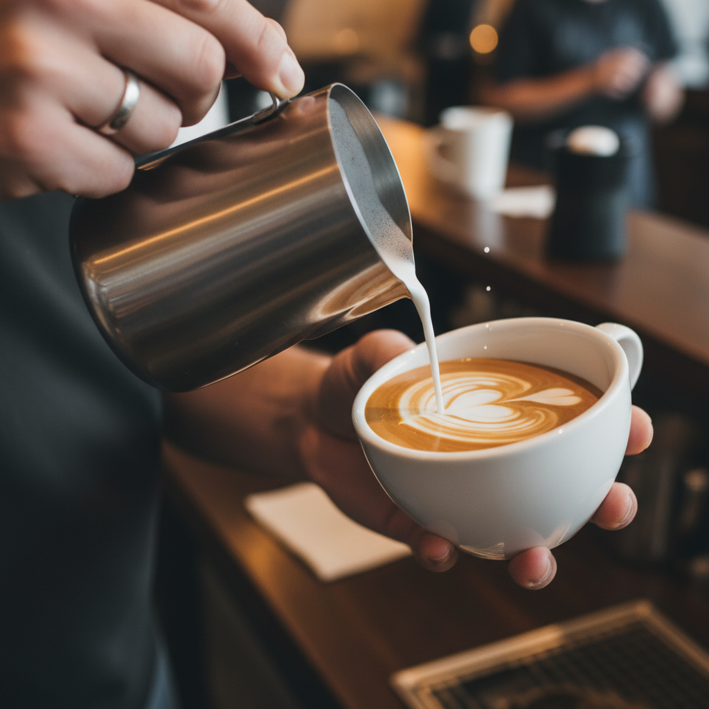 Latte art with mushroom coffee