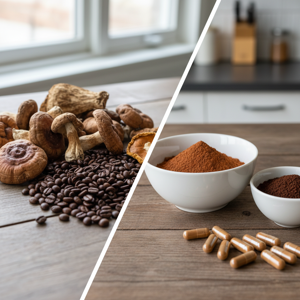 Natural mushroom coffee versus processed supplements